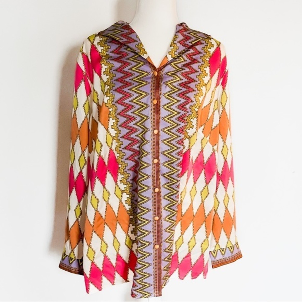 Pell & Co Women’s Silk Blend Button Down Tunic Blouse